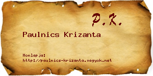 Paulnics Krizanta névjegykártya